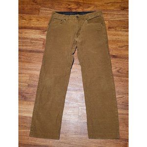 PRANA Breathe Brown corduroy straight slim cotton stretchy pants 33 x 29 Read